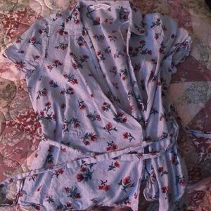 Tie front, colored floral blouse